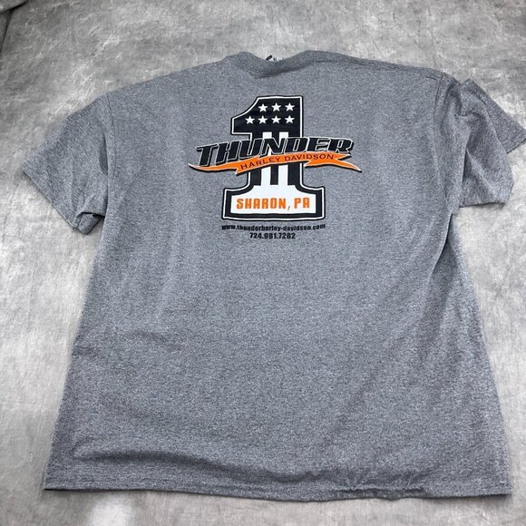 Gildan  TShirt Adult 2XLarge Gray HARLEY‎ DAVIDSON THUNDER 1 SHARON PA Dry Blend - Picture 9 of 10